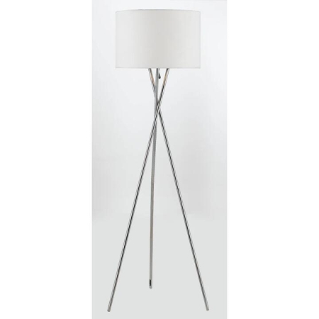Denise Contemporary Standing Floor Lamp Light Metal Fabric Chrome White