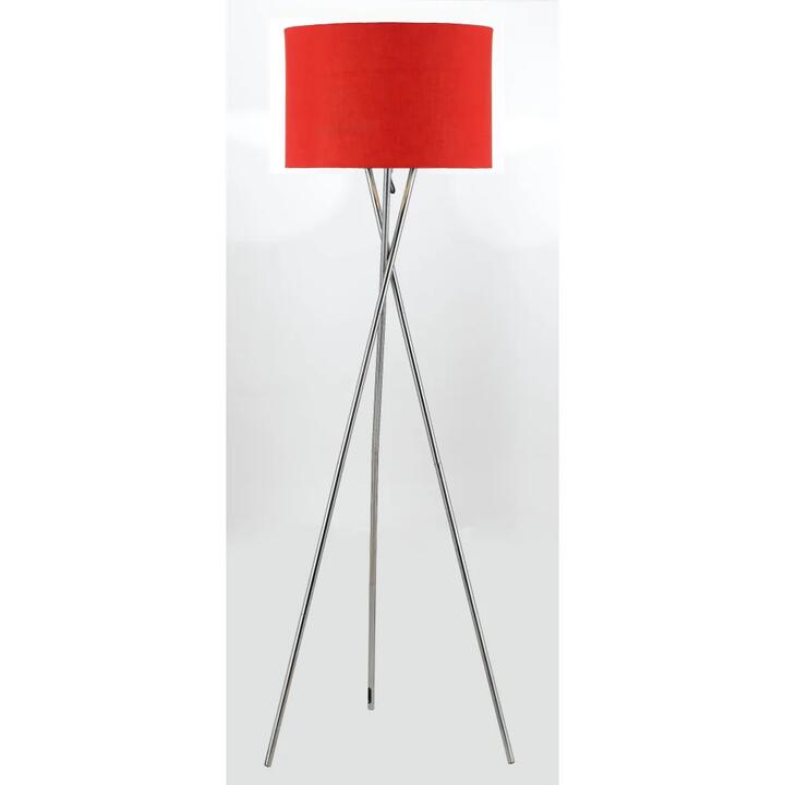 Denise Contemporary Standing Floor Lamp Light Metal Fabric Chrome Red