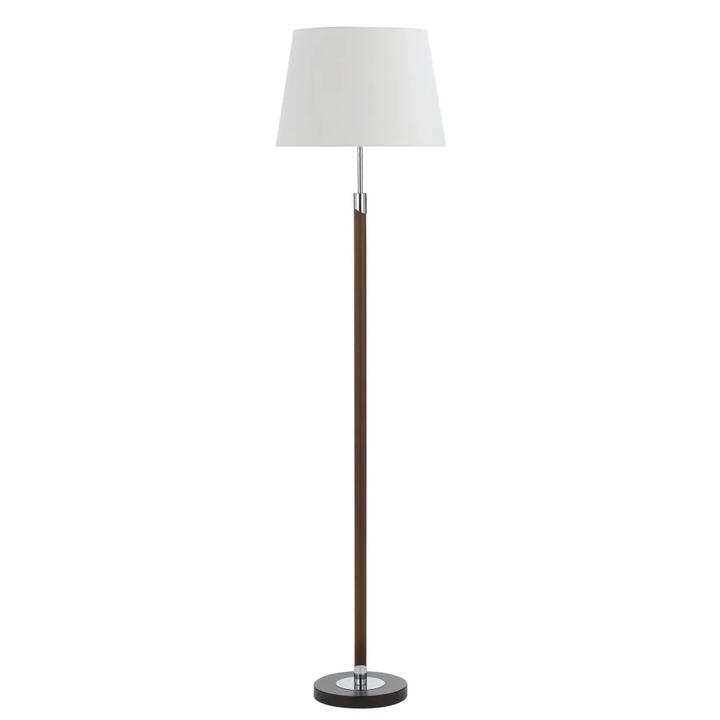 Belmore Contemporary Standing Floor Lamp Light Metal Fabric Walnut White