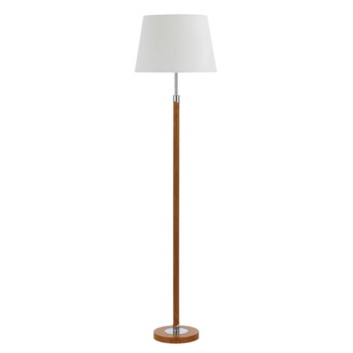 Belmore Contemporary Standing Floor Lamp Light Metal Fabric Teak White