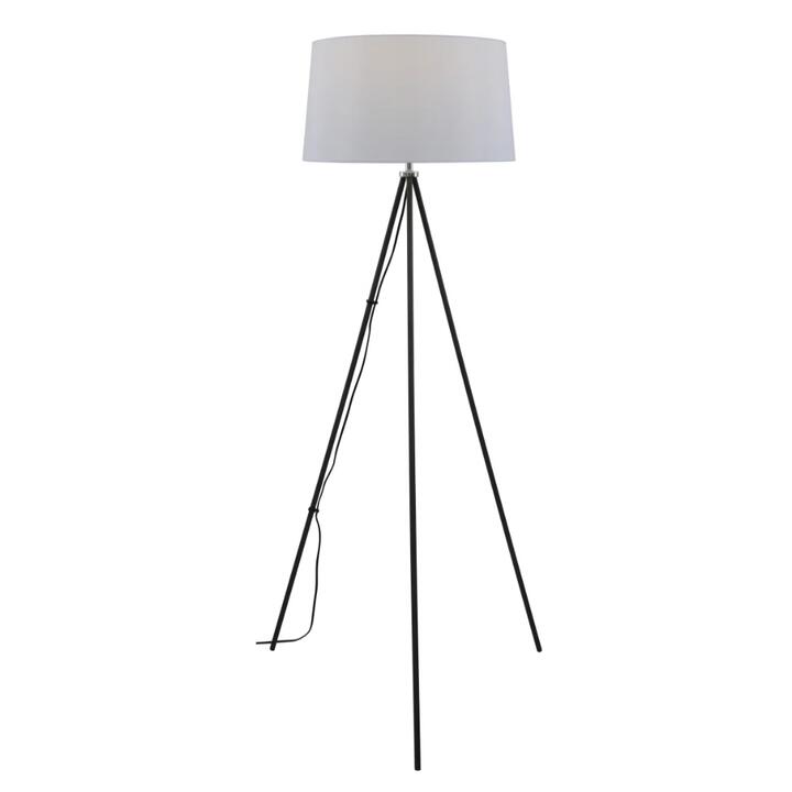 Anna Modern Standing Floor Lamp Light Metal Fabric White Dark Grey Matte Sand