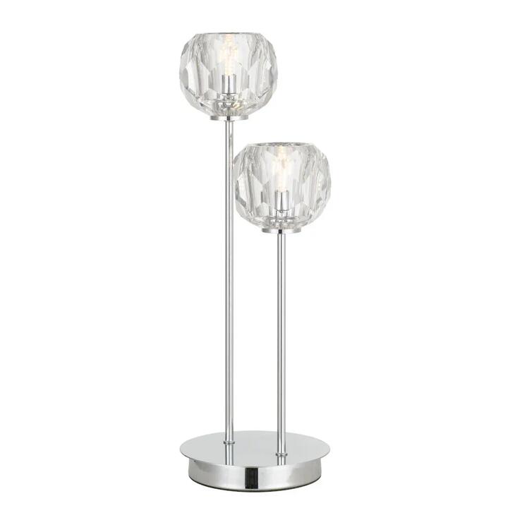 Zaha Contemporary Table Desk Lamp Light Metal Crystal Clear Chrome