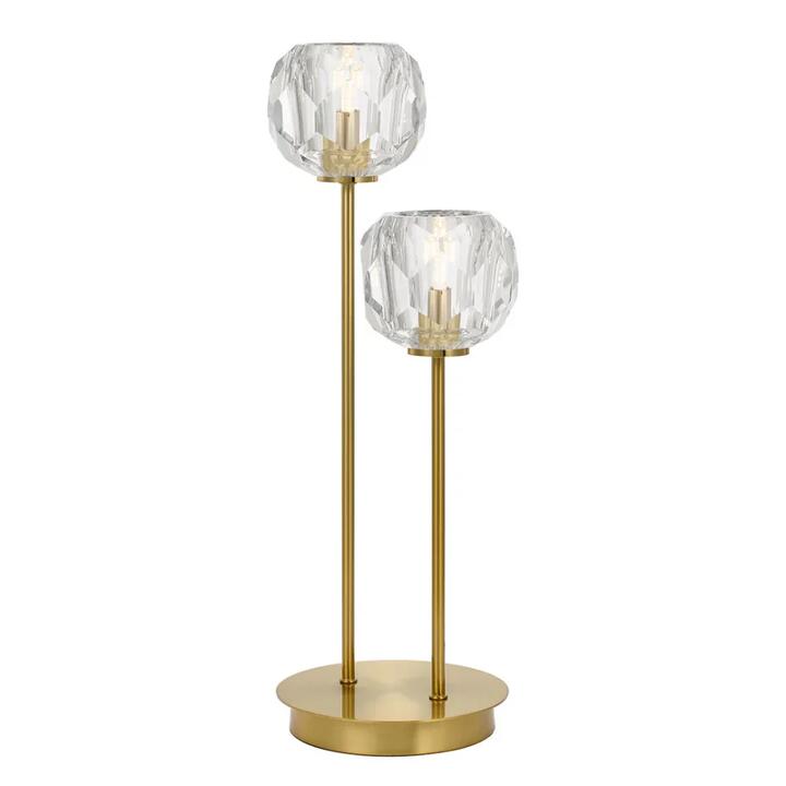 Zaha Contemporary Table Desk Lamp Light Metal Crystal Clear Antique Gold