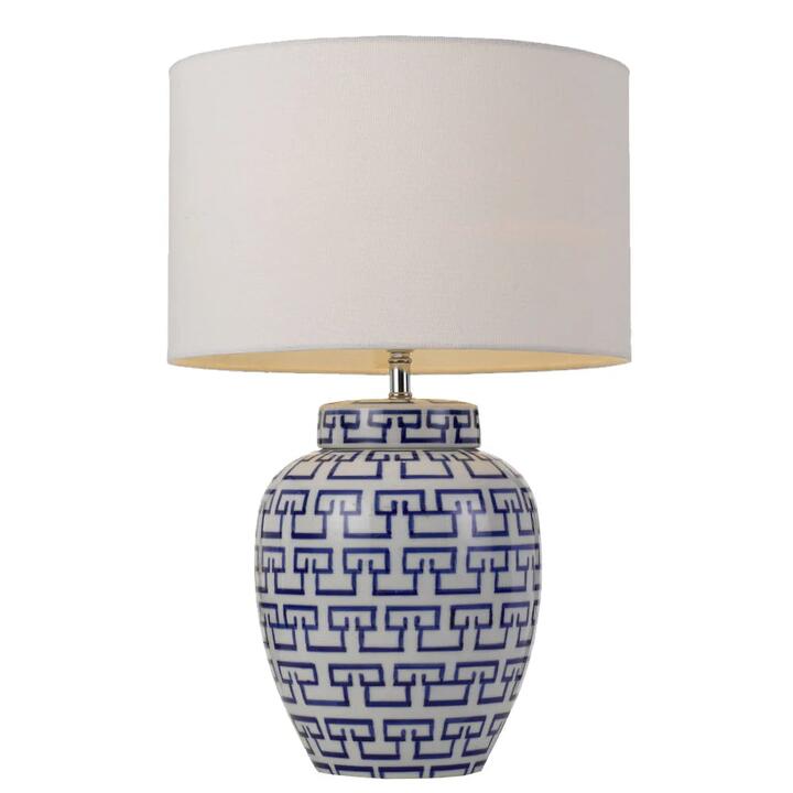 Ting Modern Table Desk Lamp Light Fabric Ceramic Blue White
