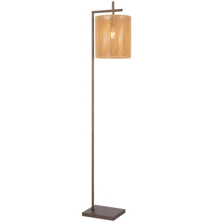 Lyndra Contemporary Standing Floor Lamp Light Foot Switch Metal Natural Fiber Bronze Natural Patina
