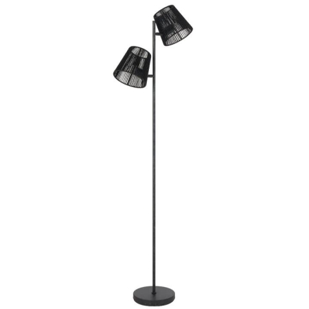 Valora Modern Standing Floor Lamp Light Foot Switch Metal Natural Fiber Gun Metal Black Patina