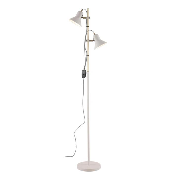 Corelli Industrial Standing Floor Lamp Light Metal Antique Brass White