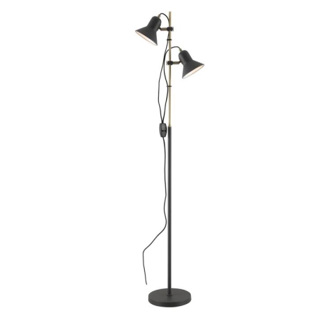Corelli Industrial Standing Floor Lamp Light Metal Dark Grey Antique Brass