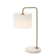 Ingrid Modern Table Desk Lamp Light Marble Metal Fabric Ivory White Marble Antique Gold