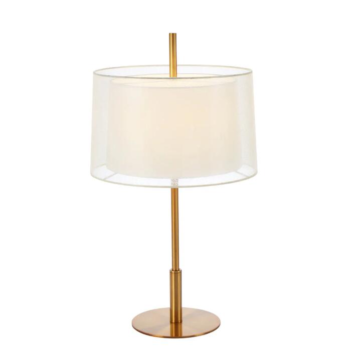 Vale Modern Table Desk Lamp Light Metal Fabric Antique Gold Ivory