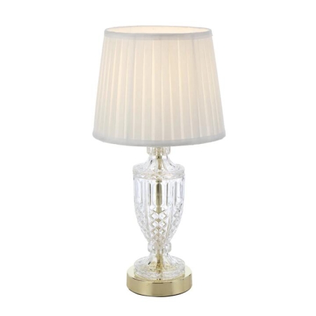 Debden Modern Table Desk Lamp Light Metal Glass Fabric Gold Ivory Clear