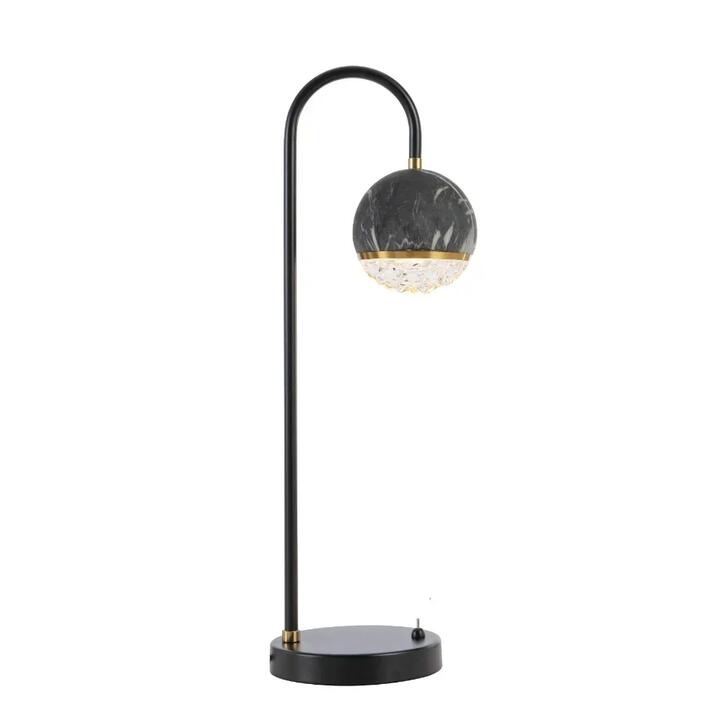 Oneta Modern Table Desk Lamp Light Metal Acrylic Black Marble Clear Black