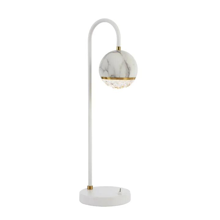 Oneta Modern Table Desk Lamp Light Metal Acrylic Clear White Marble White Matt
