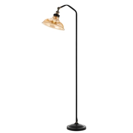 Hertel Modern Standing Floor Lamp Light Glass Metal Black Amber