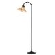 Hertel Modern Standing Floor Lamp Light Glass Metal Black Amber