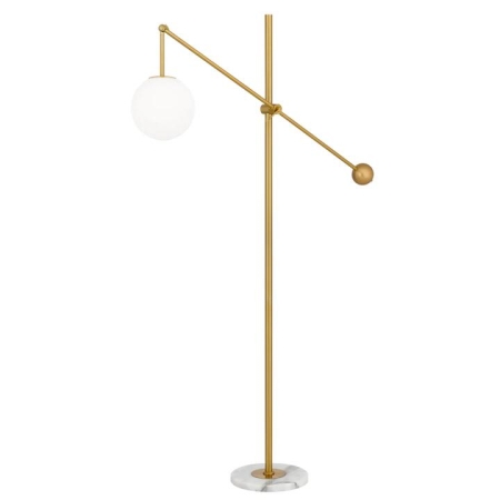 Kemi Vintage Standing Floor Lamp Light Marble Glass Metal Opal Matt Gold White Marble