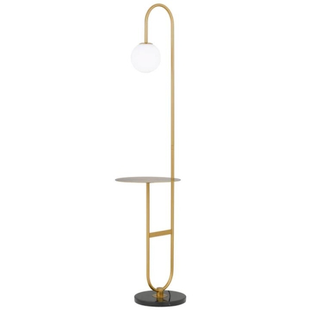 Inez Modern Standing Floor Lamp Light Metal Marble Glass Antique Gold Black Opal Matt