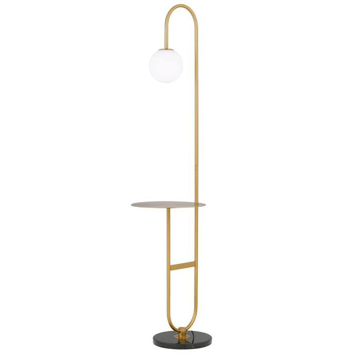 Inez Modern Standing Floor Lamp Light Metal Marble Glass Antique Gold Black Opal Matt