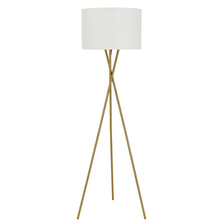 Denise Contemporary Standing Floor Lamp Light Metal Fabric Ivory Antique Gold