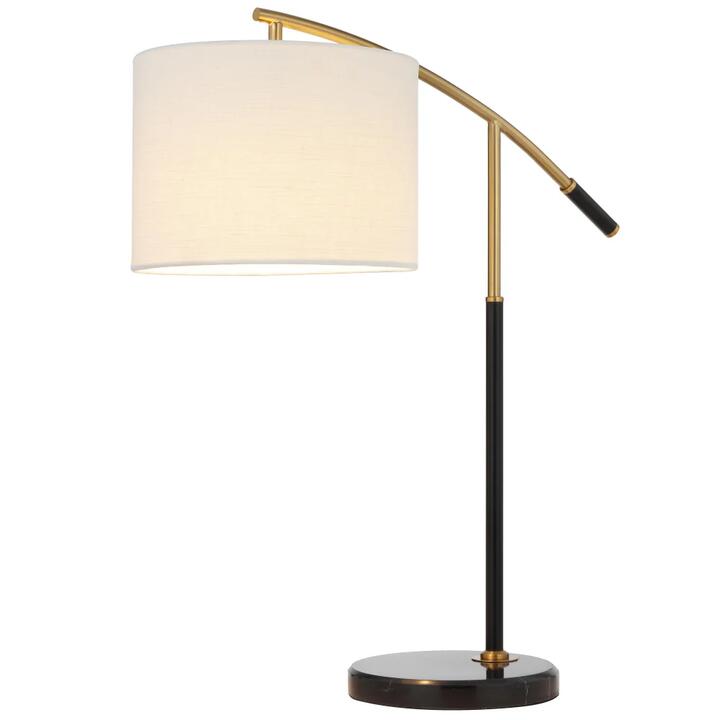 Cruz Modern Table Desk Lamp Light Marble Metal Fabric Black Gold Ivory