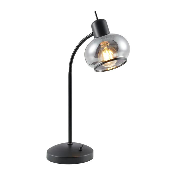 Marbell Contemporary Table Desk Lamp Light Metal Glass Black Smoke Matte