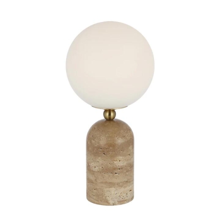 Gina Modern Table Desk Lamp Light Travertine Glass Metal Beige Opal Matt Gloss