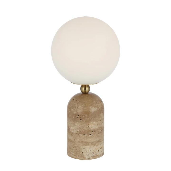 Gina Modern Table Desk Lamp Light Travertine Glass Metal Beige Opal Matt Gloss