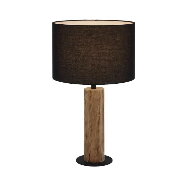 Chad Contemporary Table Desk Lamp Light Wood Metal Fabric Wood Black Matte