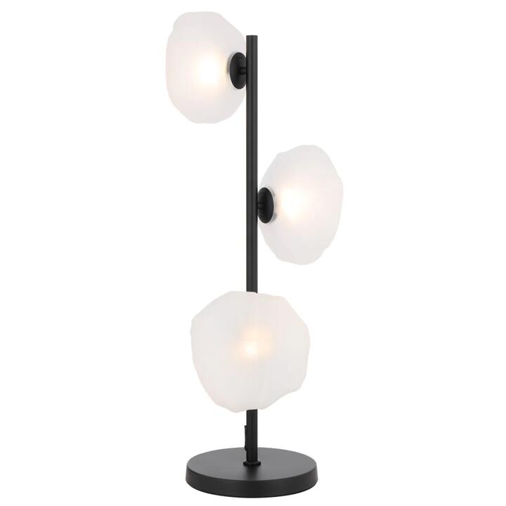 Zecca Contemporary Table Desk Lamp Light Metal Glass Frost Black Frosted