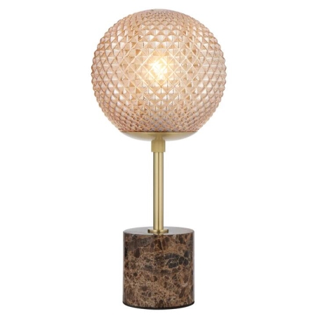 Elwick Modern Table Desk Lamp Light Marble Metal Glass Brown Marble Antique Gold Amber Gloss