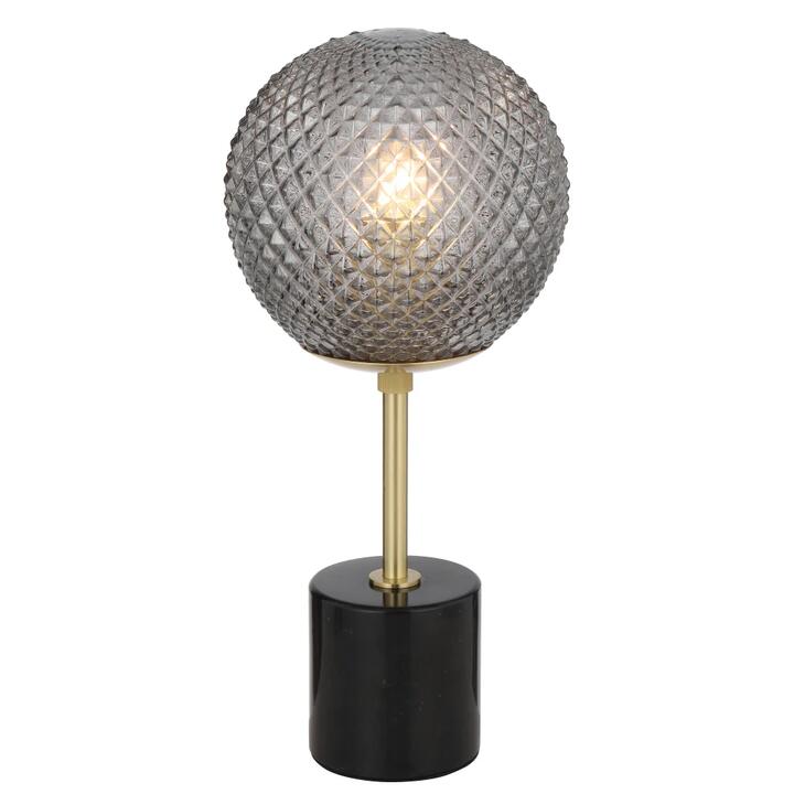 Elwick Modern Table Desk Lamp Light Marble Metal Glass Black Marble Smoke Antique Gold Gloss