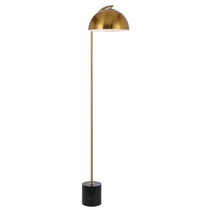 Ortez Vintage Standing Floor Lamp Light Foot Switch Metal Marble Antique Gold Black Marble