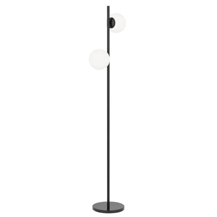 Figaro Modern Standing Floor Lamp Light Marble Metal Glass Opal Matt Black Gloss