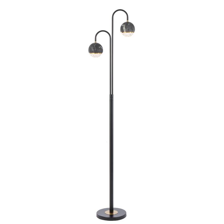 Oneta Modern Standing Floor Lamp Light Metal Acrylic Black Marble Clear Black