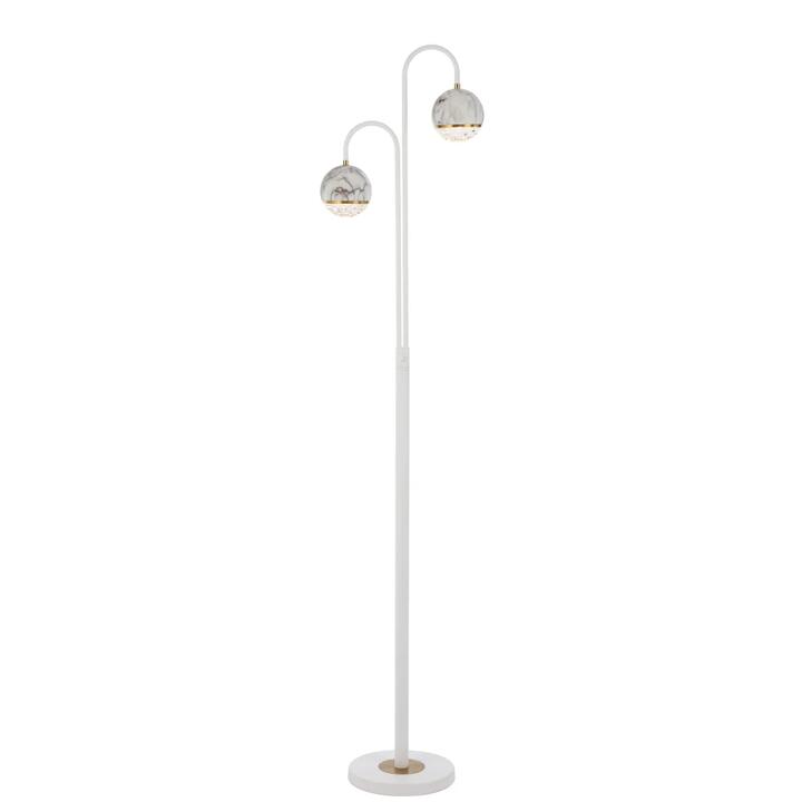 Oneta Modern Standing Floor Lamp Light Metal Acrylic Clear White Marble White Matt