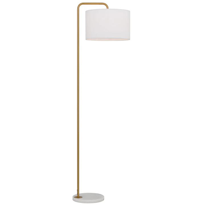 Ingrid Modern Standing Floor Lamp Light Marble Metal Fabric Ivory White Marble Antique Gold