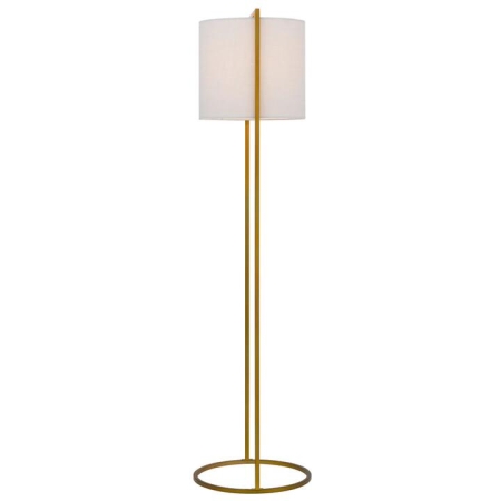 Loftus Industrial Standing Floor Lamp Light Metal Fabric Antique Gold Ivory