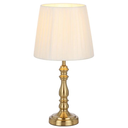 Vida Vintage Table Desk Lamp Light Metal Fabric Antique Gold Ivory Polished