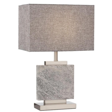 Dana Contemporary Table Desk Lamp Light Metal Marble Fabric Chrome Grey Marble Ivory Polished