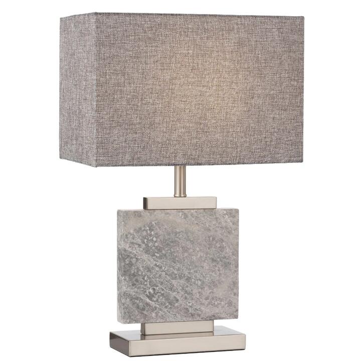 Dana Contemporary Table Desk Lamp Light Metal Marble Fabric Chrome Grey Marble Ivory Polished