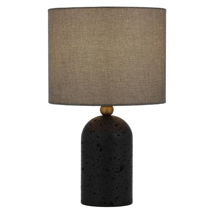 Livia Modern Table Desk Lamp Light Travertine Fabric Metal Black Dark Antique Brass Dark Grey Matte