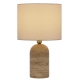 Livia Modern Table Desk Lamp Light Travertine Fabric Metal Beige Antique Gold Cream Gloss