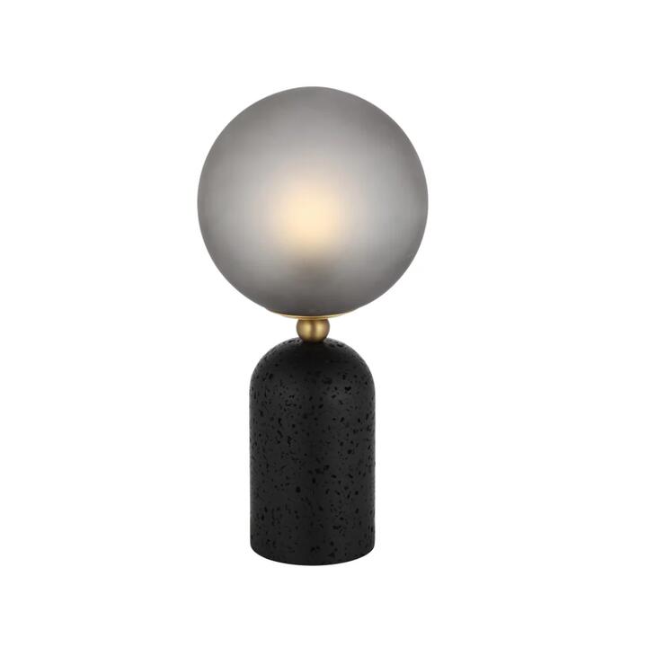 Gina Modern Table Desk Lamp Light Travertine Glass Metal Black Dark Antique Brass Smoke Matte