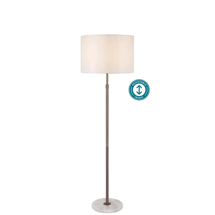 Placin Vintage Standing Floor Lamp Light Fabric Metal Marble Bronze Ivory White Marble