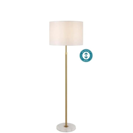 Placin Vintage Standing Floor Lamp Light Fabric Metal Marble Antique Gold Ivory White Marble