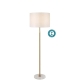 Placin Vintage Standing Floor Lamp Light Fabric Metal Marble Antique Gold Ivory White Marble