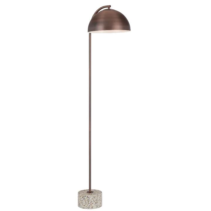 Ortez Vintage Standing Floor Lamp Light Metal Terrazzo Bronze White Terrazzo