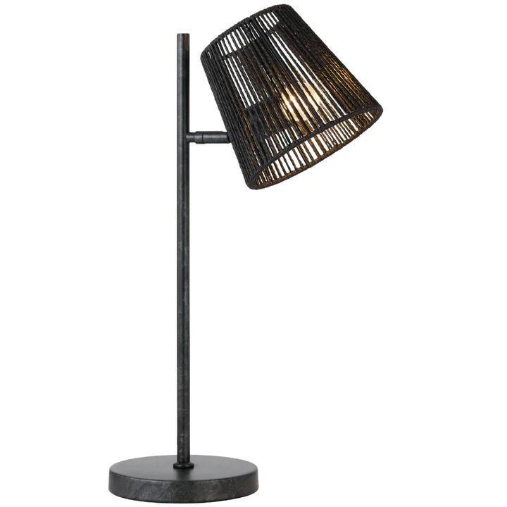Valora Modern Table Desk Lamp Light Metal Natural Fiber Gun Metal Black Patina