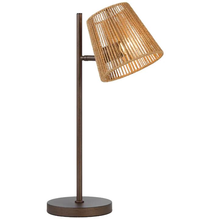 Valora Modern Table Desk Lamp Light Metal Natural Fiber Bronze Natural Patina