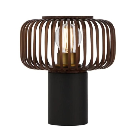 Sorens Contemporary Table Desk Lamp Light Bamboo Metal Black Brown Matte